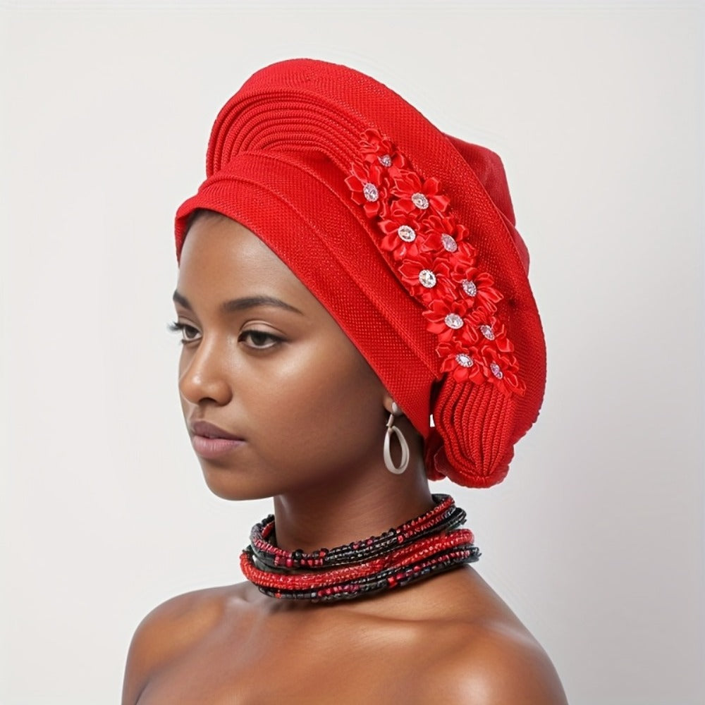 Gele Hat - Nigerian for Women - African Traditional Layered Applique Wedding - product detail view 2