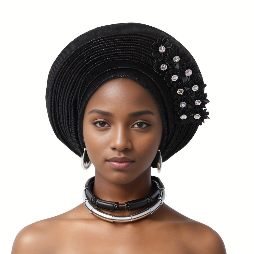 Gele Hat - Nigerian for Women - African Traditional Layered Applique Wedding - product detail view 3