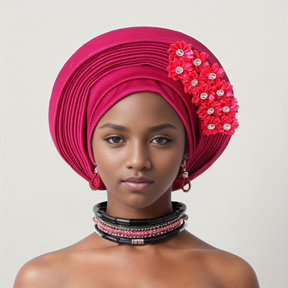 Gele Hat - Nigerian for Women - African Traditional Layered Applique Wedding - product detail view 11