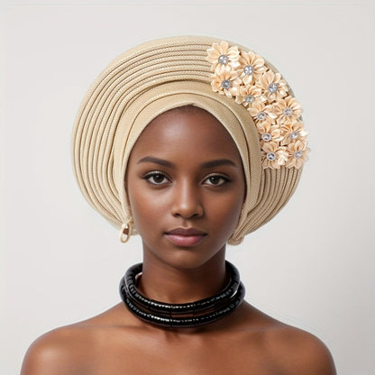 Gele Hat - Nigerian for Women - African Traditional Layered Applique Wedding - product detail view 12