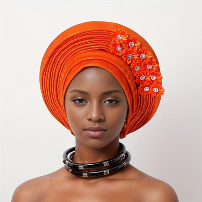 Gele Hat - Nigerian for Women - African Traditional Layered Applique Wedding - product detail view 14