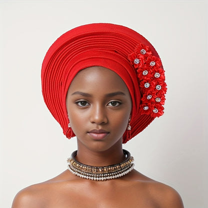 Gele Hat - Nigerian for Women - African Traditional Layered Applique Wedding - product detail view 22