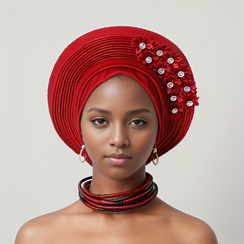 Gele Hat - Nigerian for Women - African Traditional Layered Applique Wedding - product detail view 23
