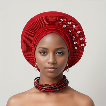 Gele Hat - Nigerian for Women - African Traditional Layered Applique Wedding - product detail view 23