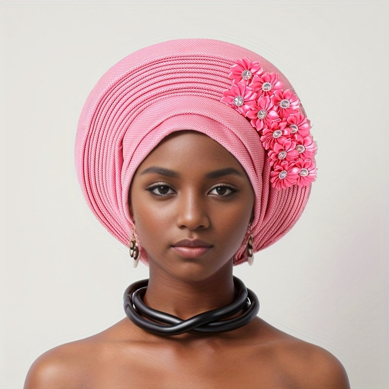 Gele Hat - Nigerian for Women - African Traditional Layered Applique Wedding - product detail view 24