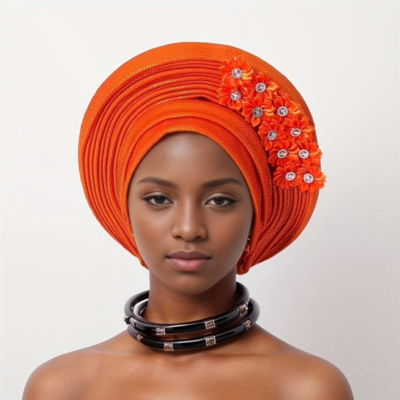 Gele Hat - Nigerian for Women - African Traditional Layered Applique Wedding - product detail view 28
