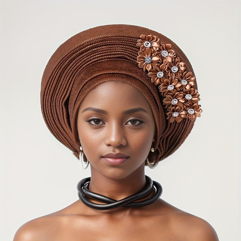 Gele Hat - Nigerian for Women - African Traditional Layered Applique Wedding - product detail view 29