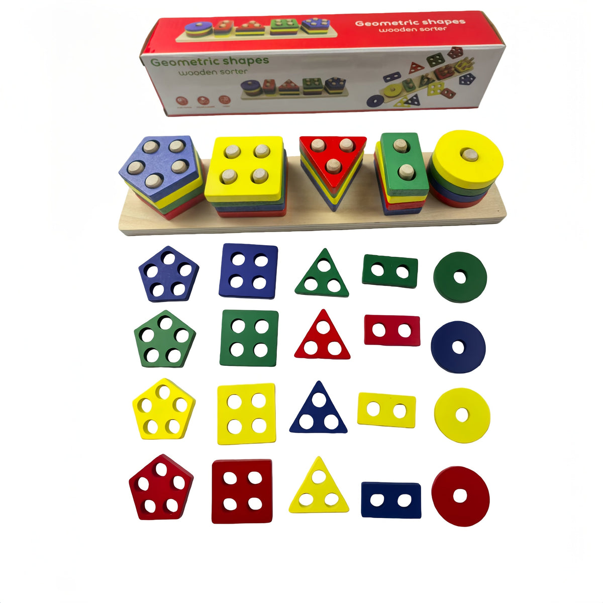 Geometric Building Blocks Toy - Colorful geometric pieces for stacking and shape play – view 2