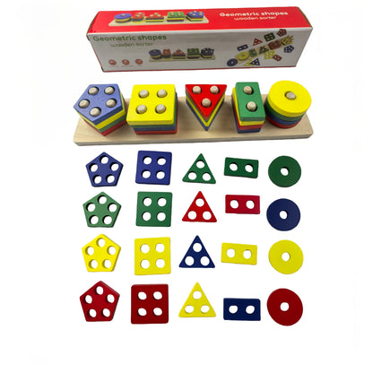 Geometric Building Blocks Toy - Colorful geometric pieces for stacking and shape play – view 2