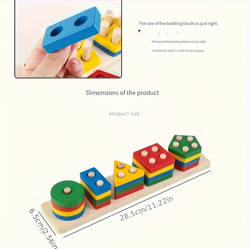 Geometric Building Blocks Toy - Colorful geometric pieces for stacking and shape play – view 3