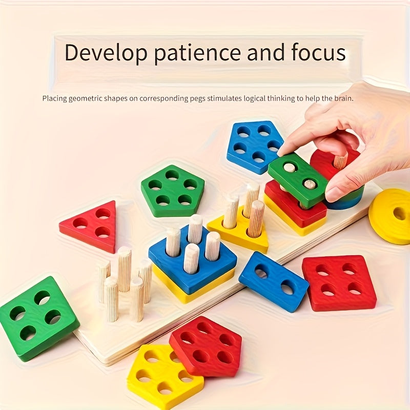 Geometric Building Blocks Toy - Colorful geometric pieces for stacking and shape play – view 5