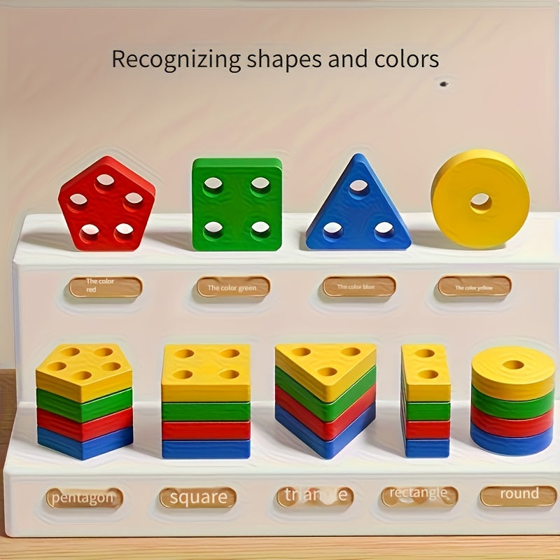 Geometric Building Blocks Toy - Colorful geometric pieces for stacking and shape play – view 6