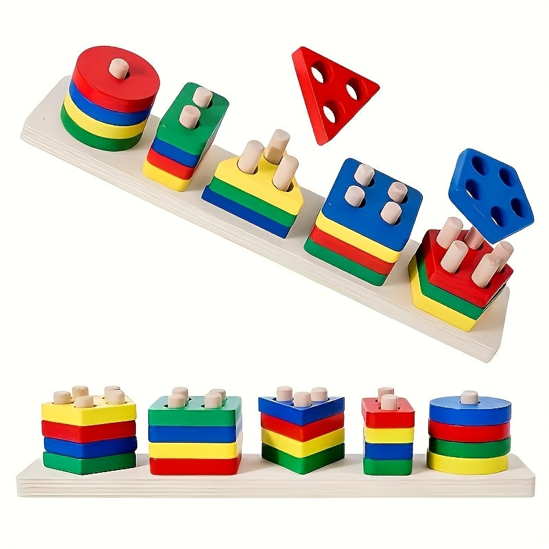 Geometric Building Blocks Toy - Colorful geometric pieces for stacking and shape play – view 8
