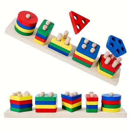 Geometric Building Blocks Toy - Colorful geometric pieces for stacking and shape play – view 8