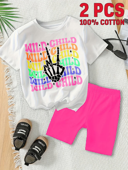 Girls' Bow Detail Outfit Set - Short Sleeve Summer – view 2