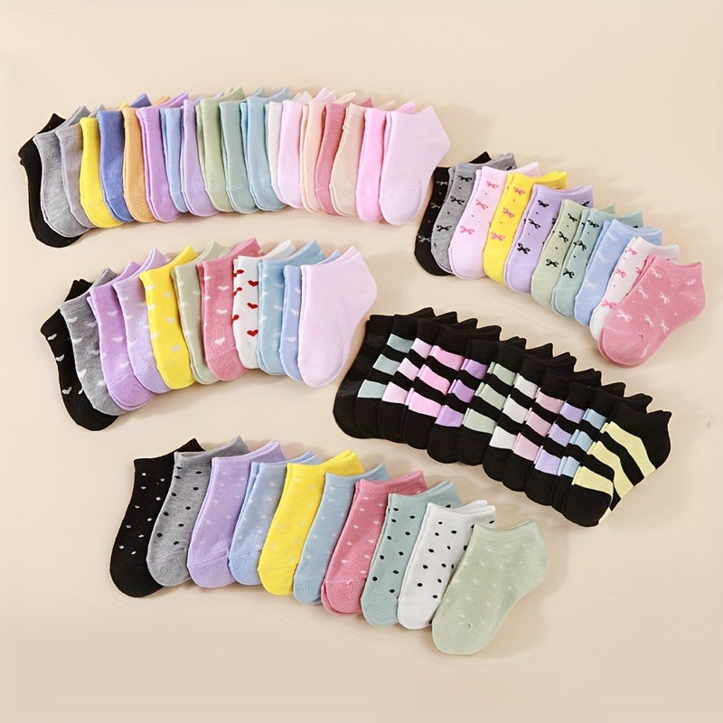 Girls' Bowknot Ankle Socks - 10/20-Pair Options – view 2