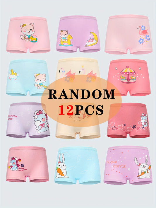 Girls' Boxer Briefs - 12-Pack Assorted Cartoon Print – Graphic Design 35621 – main product image