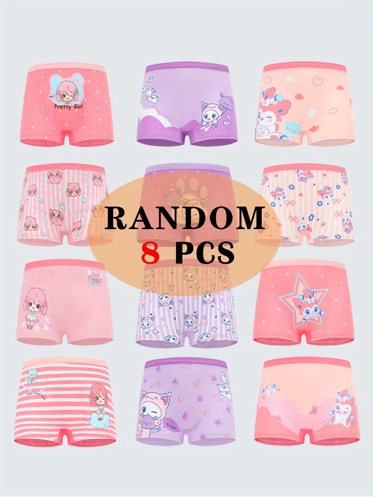 Girls' Boxer Briefs - 8-Pack Animal Print – Sizes 2-3Y–12-13Y – main product image