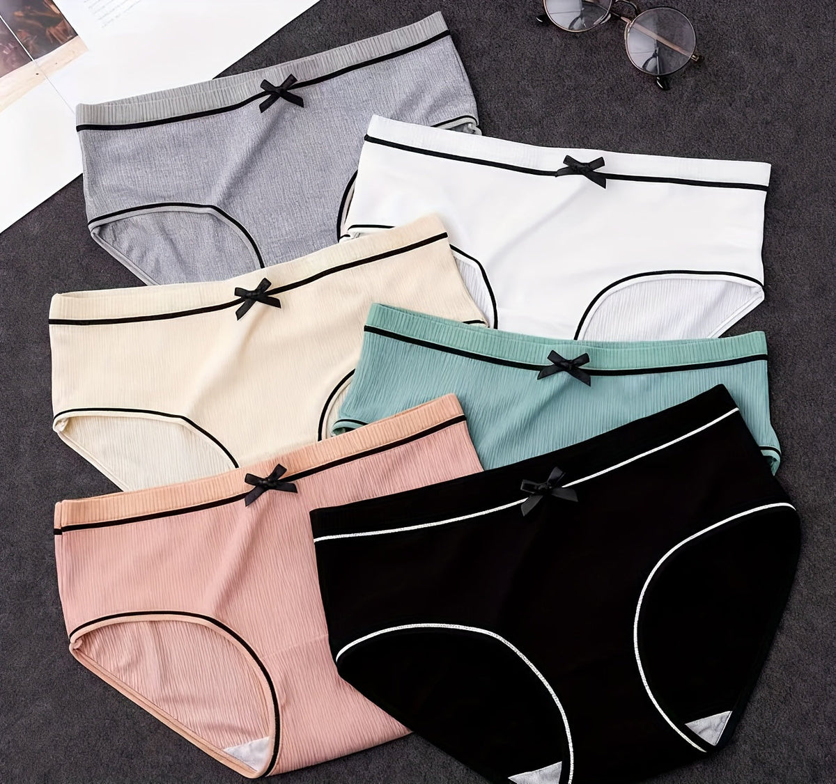 Girls' Briefs - 12-Pack Striped Bow Detail – view 7