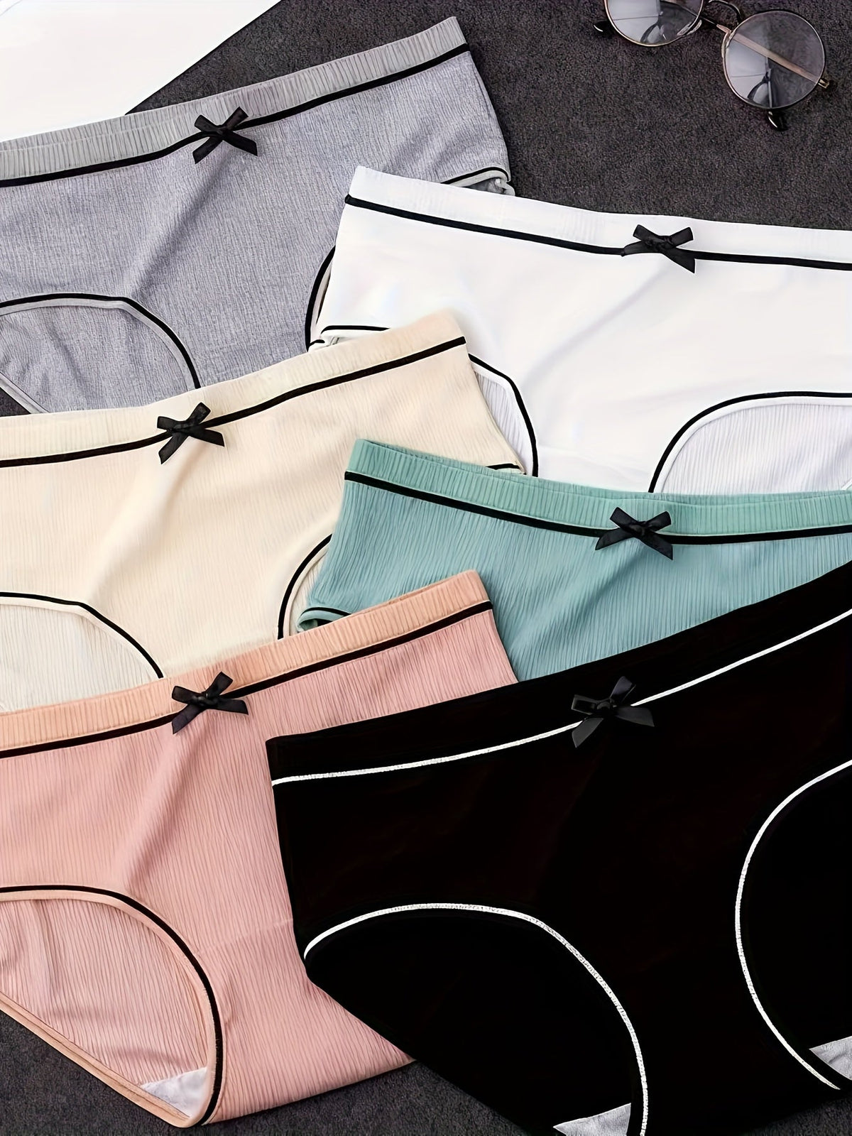 Girls' Briefs - 12-Pack Striped Bow Detail – view 12