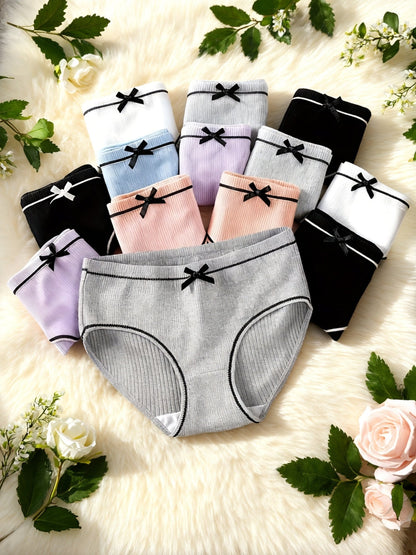 Girls' Briefs - 12-Pack Striped Bow Detail – view 15