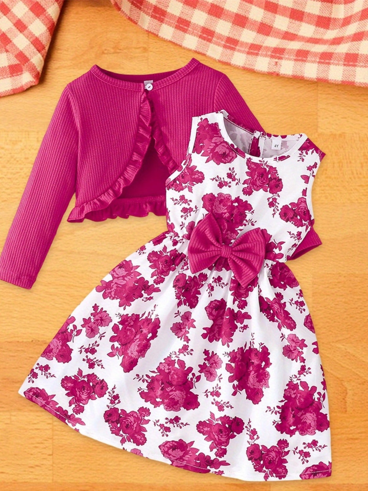 Girls' Cardigan – Baby Girl Floral Outerwear - Sleeveless Fall – view 5