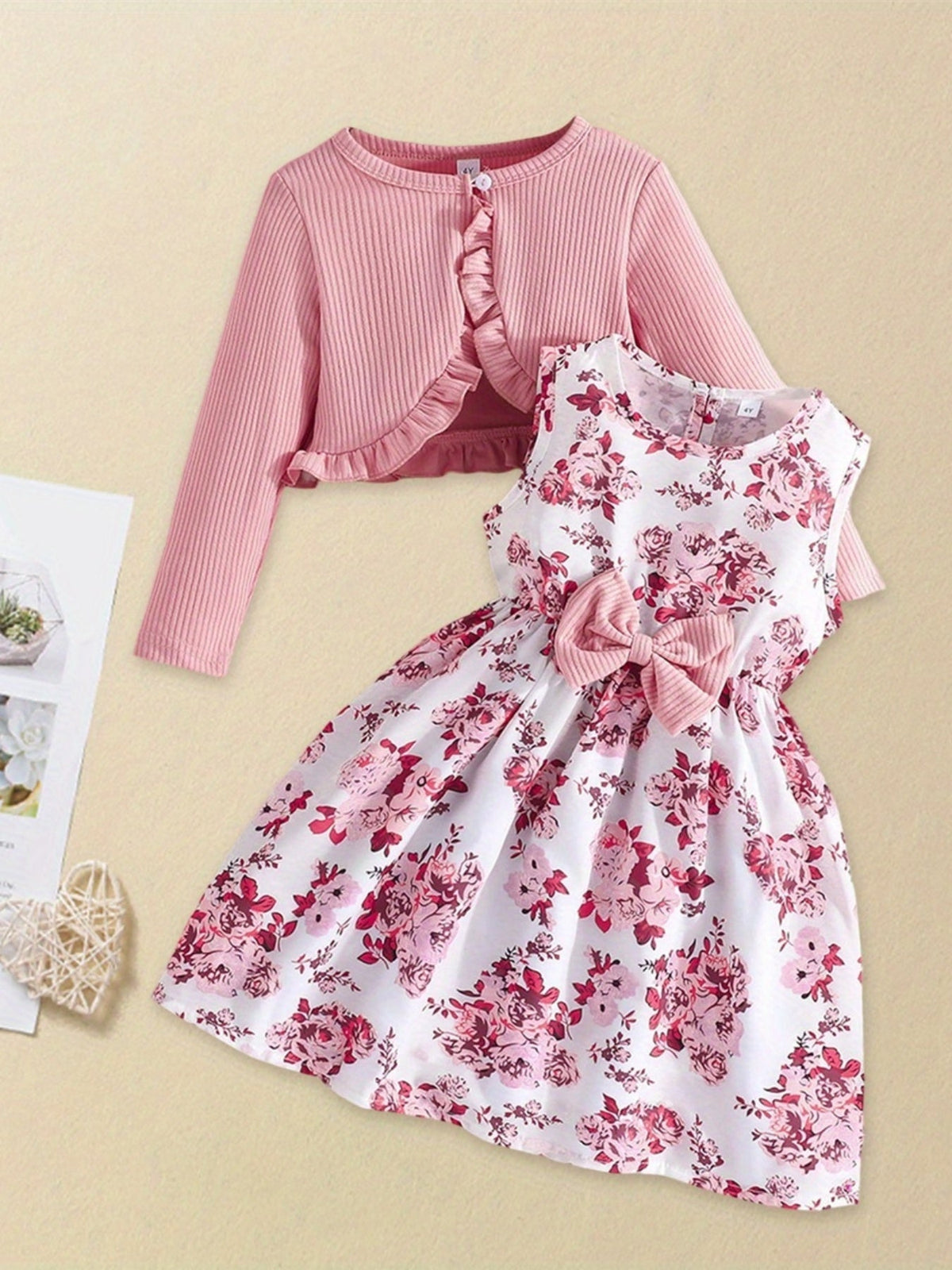 Girls' Cardigan – Baby Girl Floral Outerwear - Sleeveless Fall – view 6