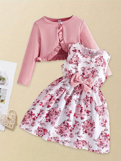 Girls' Cardigan – Baby Girl Floral Outerwear - Sleeveless Fall – view 6