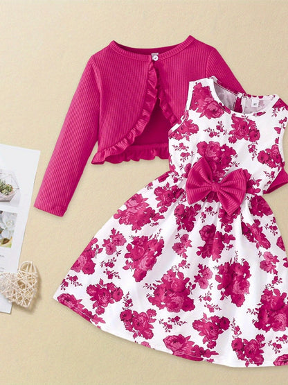 Girls' Cardigan – Baby Girl Floral Outerwear - Sleeveless Fall – view 7