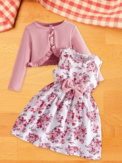 Girls' Cardigan – Baby Girl Floral Outerwear - Sleeveless Fall – view 8