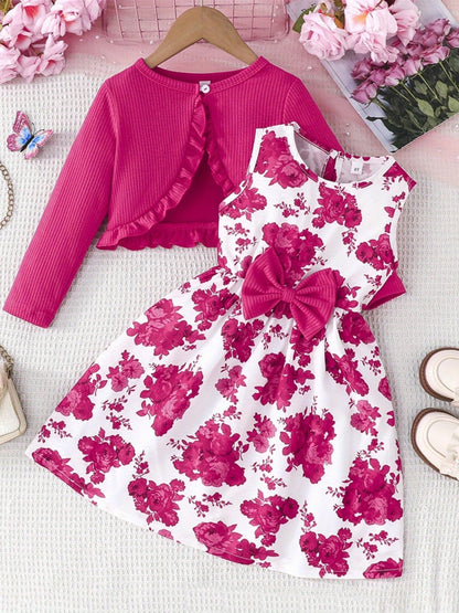 Girls' Cardigan – Baby Girl Floral Outerwear - Sleeveless Fall – view 9