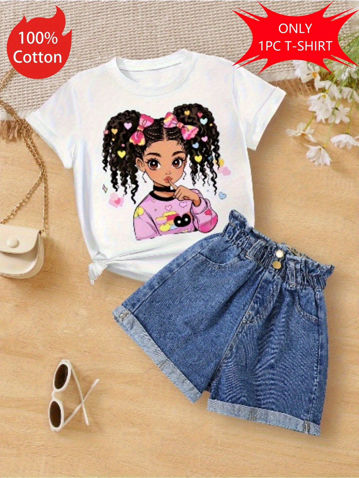 Girls' Cartoon Girl T-Shirt - Short Sleeve – view 5