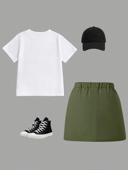 Girls' Cartoon Outfit Set - Short Sleeve Summer – view 3