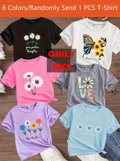 Girls' Cartoon Print T-Shirt - Random Color – view 5
