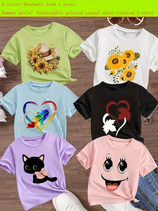Girls' Cartoon T-Shirt - Short Sleeve Summer – main product image
