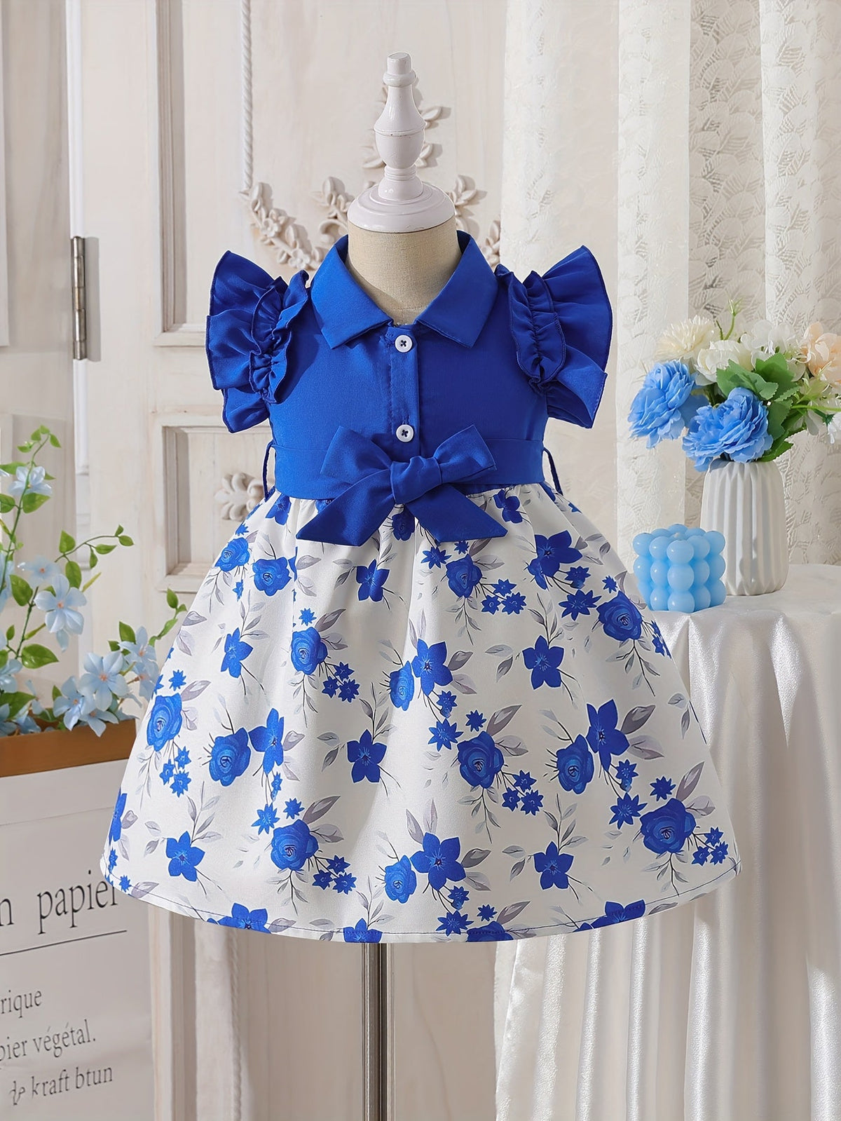 Girls' Casual Dress - Short Sleeve Summer – Blue option – view 3