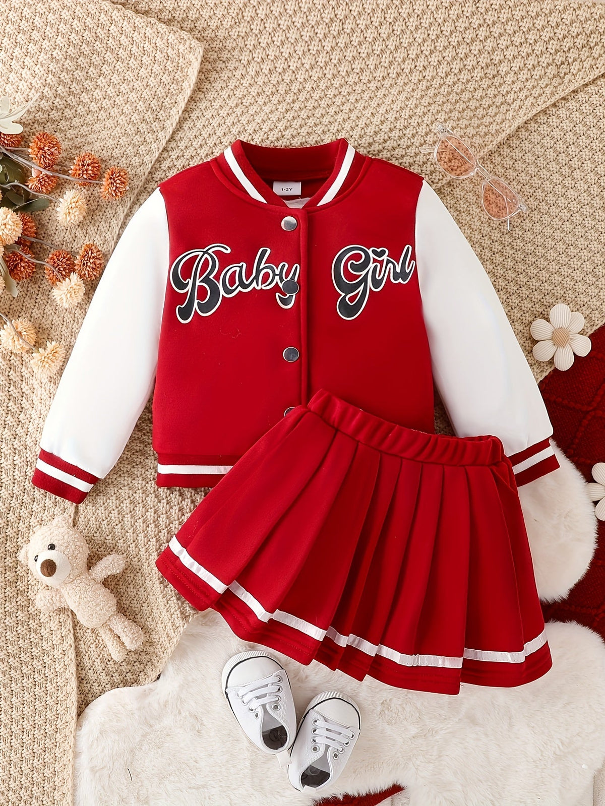 Girls' Casual Outfit Set – Red & White – view 2