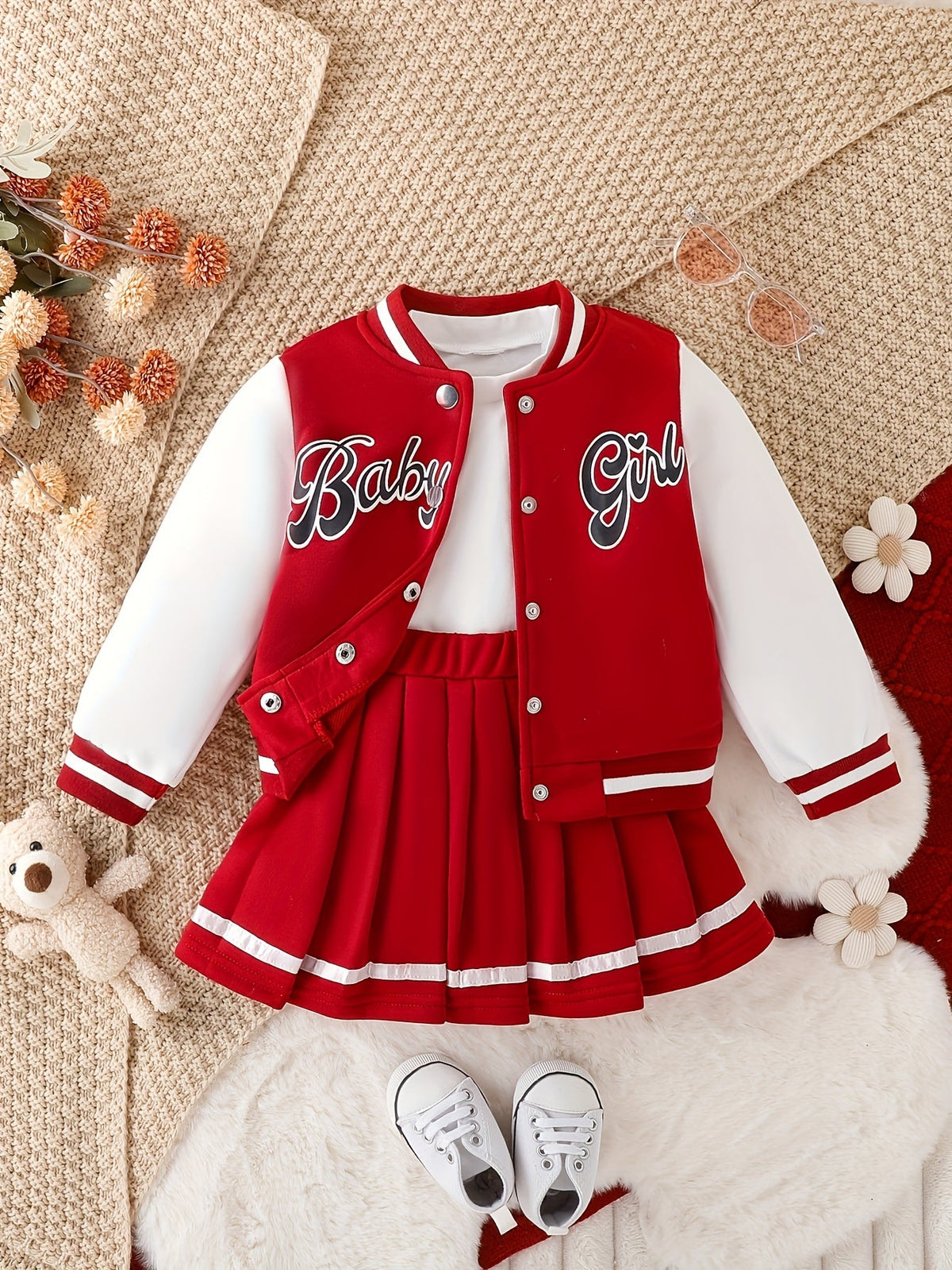 Girls' Casual Outfit Set – Red & White – view 8