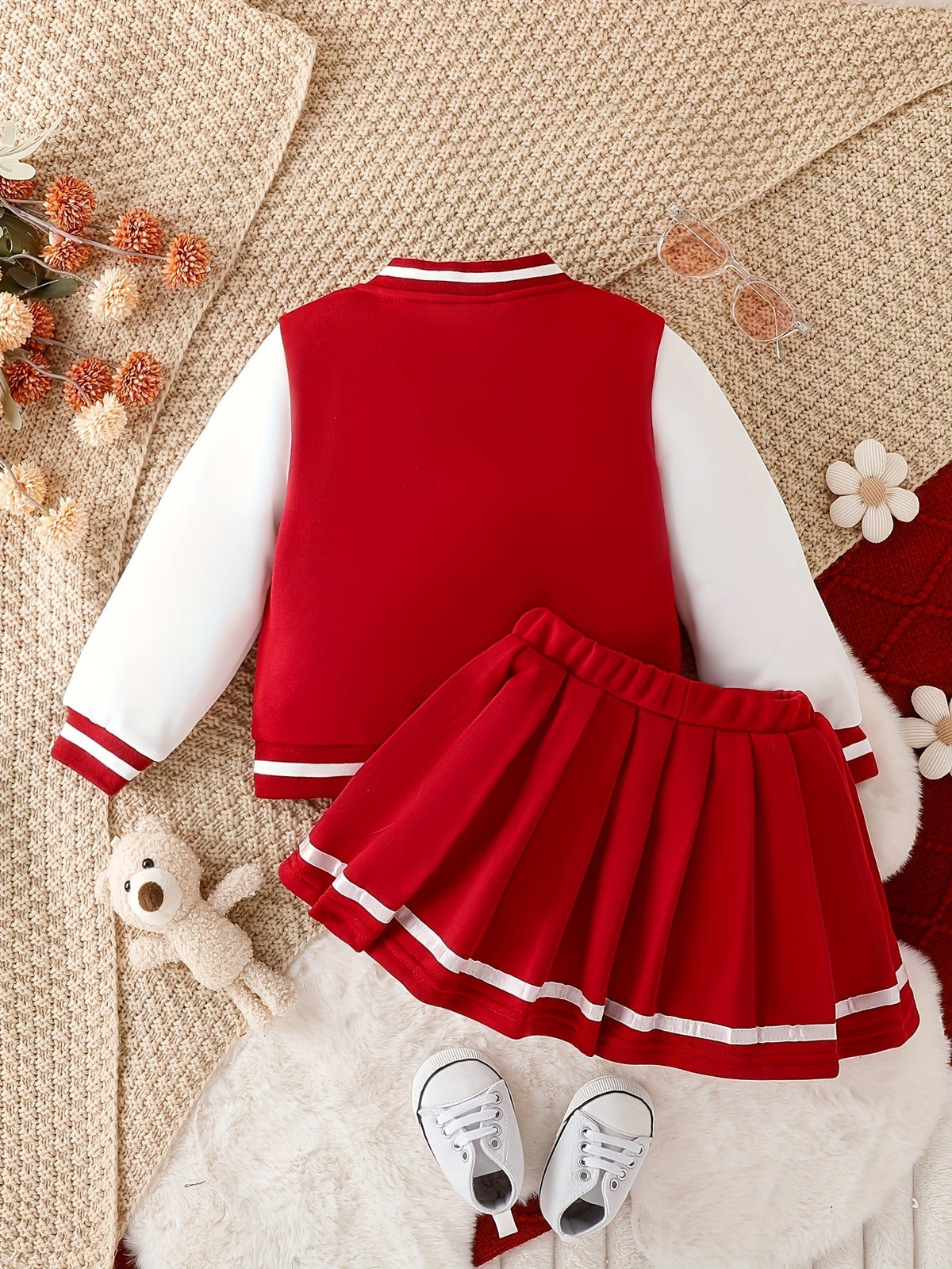Girls' Casual Outfit Set – Red & White – view 9