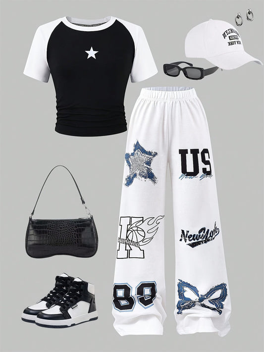 Girls' Casual Outfit Set - Summer – White option – main product image