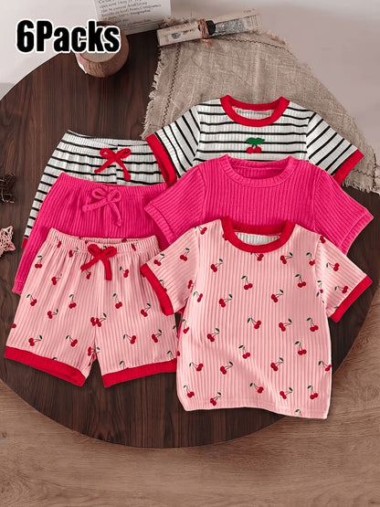 Girls' Casual Shorts - Short Sleeve Summer – Pink option – view 2