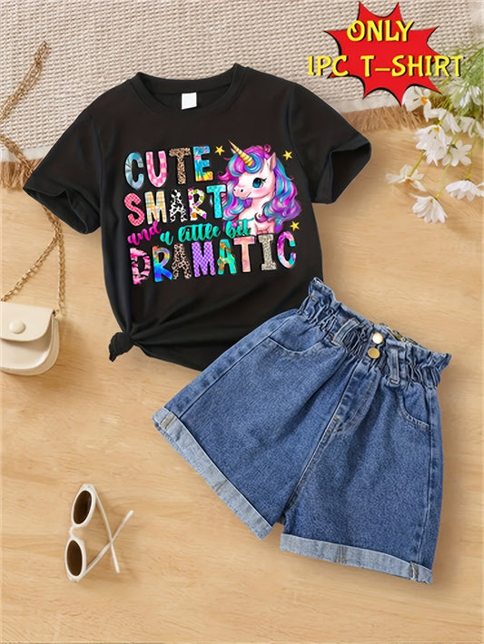 Girls' Casual T-Shirt - Short Sleeve Summer 7941 – Black option – main product image