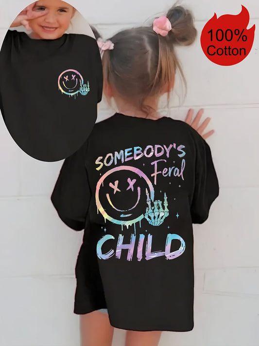 Girls' Casual T-Shirt - Short Sleeve Summer 9013 – Black option – main product image