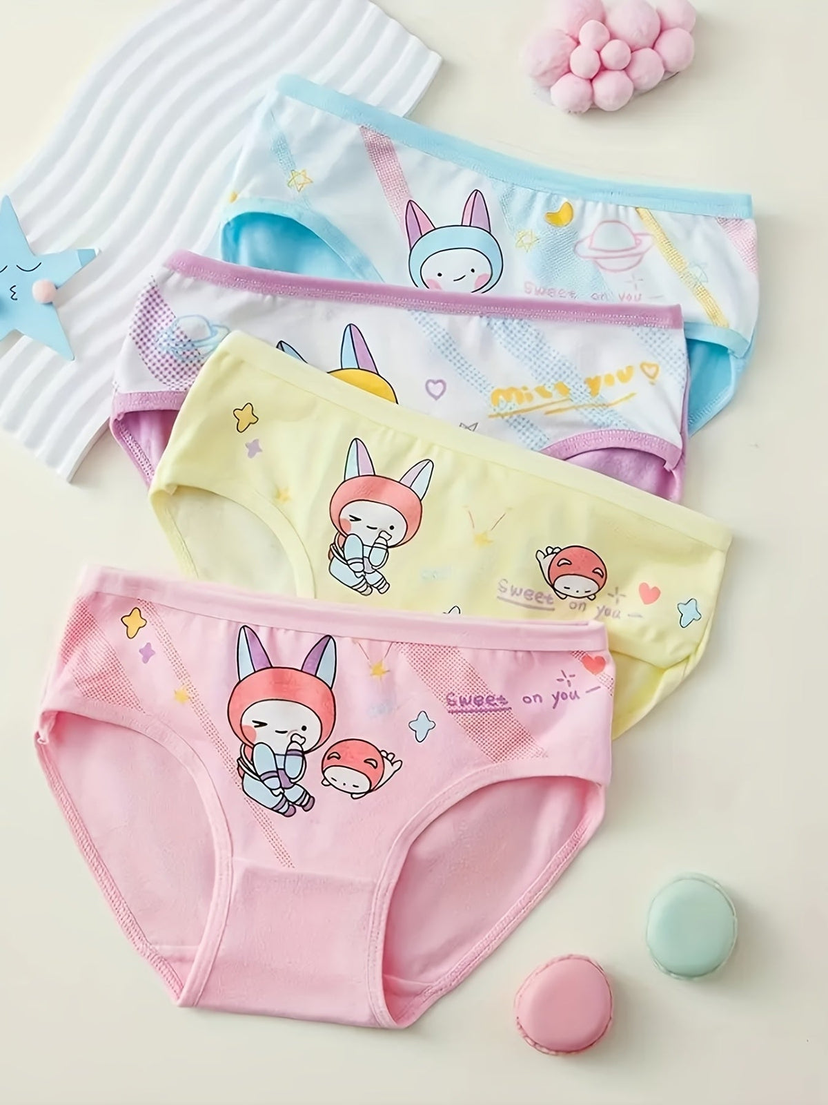 Girls' Cotton Briefs - Assorted Cute Cartoon Prints – Graphic Design 42949 – view 7