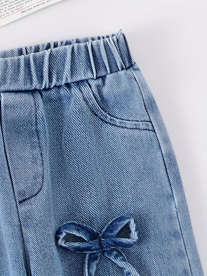 Girls' Denim Outfit Set - Short Sleeve Spring – view 6