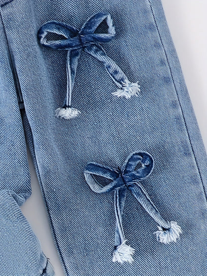 Girls' Denim Outfit Set - Short Sleeve Spring – view 14