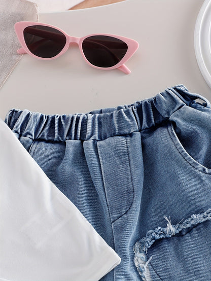 Girls' Denim Outfit Set - Sleeveless Fall – view 7