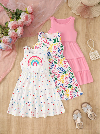 Girls' Dress – Girls' Sleeveless Dresses - 3-Piece Summer Multipack – view 3