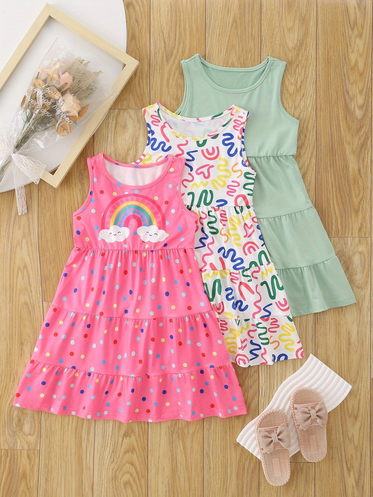 Girls' Dress – Girls' Sleeveless Dresses - 3-Piece Summer Multipack – view 4