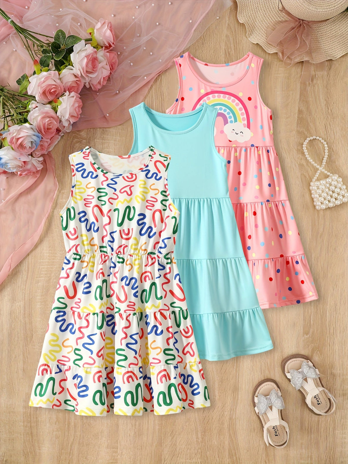 Girls' Dress – Girls' Sleeveless Dresses - 3-Piece Summer Multipack – view 9